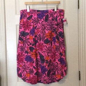 Vintage Fresh Produce long Avery Sketched Floral XXL skirt Flamingo pink